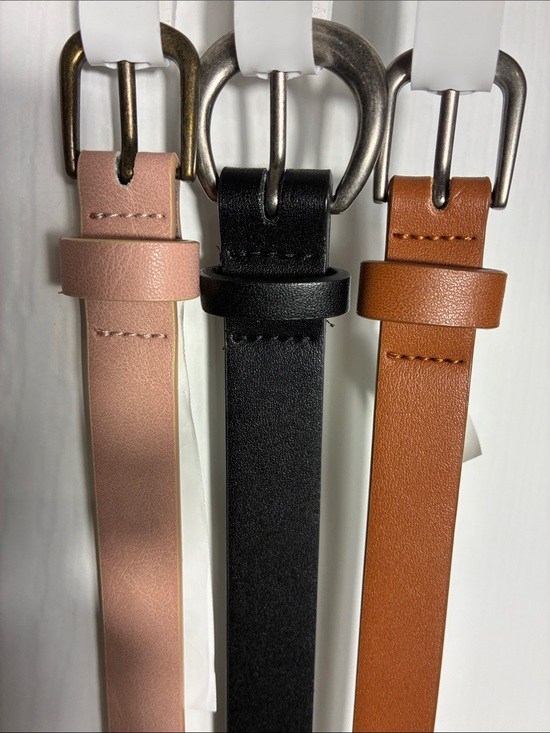 Time and Tru Accessories - Time and Tru Womens  XL Skinny Belt Set in Blush, Black, and Cognac